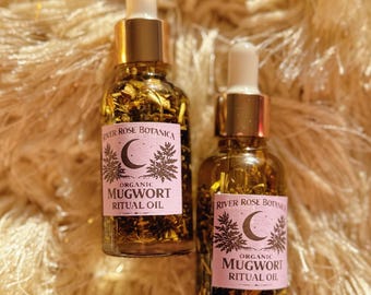 Mugwort Organic Ritual Oil 1oz | Psychic & Dreamwork Oil | Intuition, Divination, Protection | Handcrafted Spiritual Oil 30mL