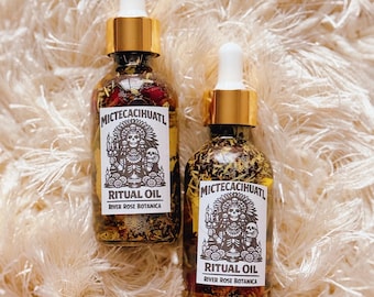 Mictecacihuatl Ritual Oil 2oz | Aztec Death Goddess, Ancestral Protection, Shadow Work & Transformation | Cinnamon Espresso Scent | 60mL