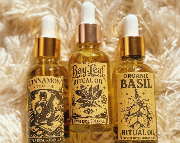 Fast Money Drawing Ritual Oil Trio 1 oz Each | Basil, Cinnamon & Bay Leaf | Prosperity, Success, Manifestation Set 30mL Oils