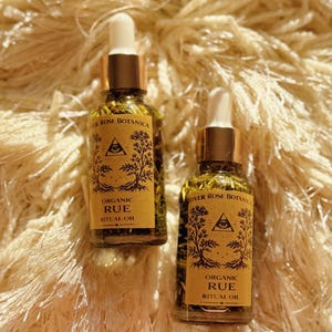 Rue Organic Ritual Oil | 1oz | Protection, Curse Reversal, Evil Eye Removal, Spiritual Cleansing, Wealth + Prosperity Drawing | 30mL