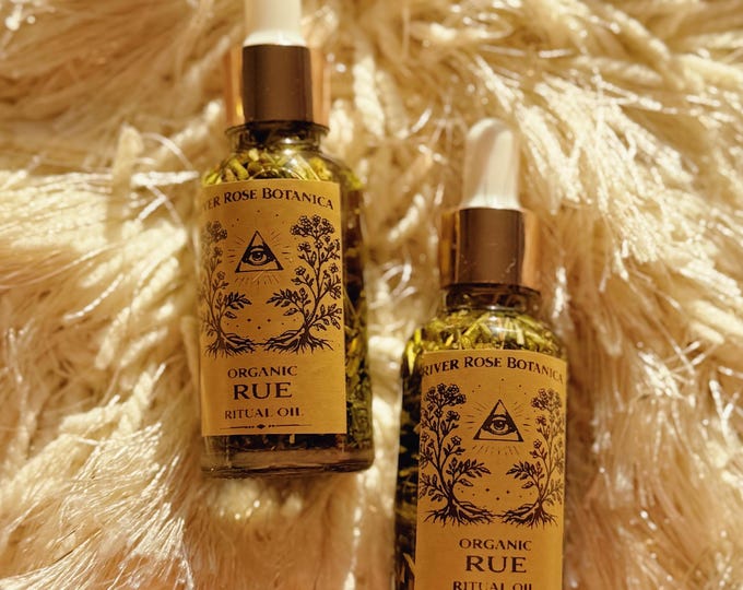Rue Organic Ritual Oil | 1oz | Protection, Curse Reversal, Evil Eye Removal, Spiritual Cleansing, Hoodoo & Witchcraft Oil 30mL