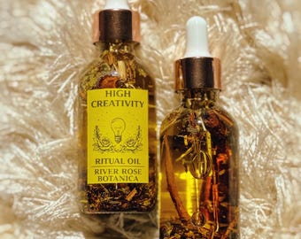 High Creativity Ritual Oil 2oz for Inspiration & Focus | Artistic Flow, Ideas, Motivation | Spiritual Anointing Oil 60mL