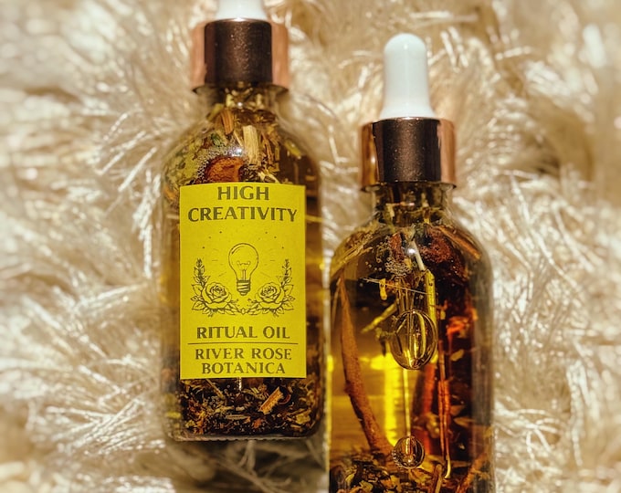 High Creativity Ritual Oil 2oz for Inspiration & Focus | Artistic Flow, Ideas, Motivation | Spiritual Anointing Oil 60mL