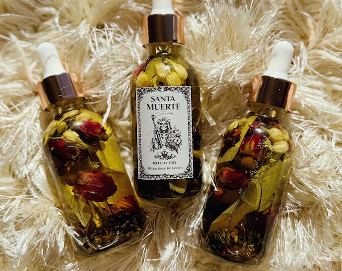 Santa Muerte Ritual Oil 2oz, Devotion, Protection & Guidance, Santa Muerte Anointing Oil, Spiritual Altar, Candle Dressing Oil, 60mL