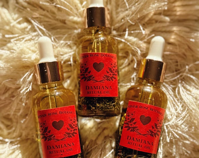 Damiana Ritual Oil 1oz | Passion & Desire Oil | Confidence, Attraction, Creativity | Handcrafted Spiritual Oil 30mL