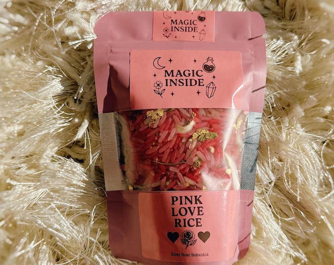 Pink Love Rice 3oz Bag | Love Spell Ingredient | Attraction & Romance Ritual Rice | Sweet Love Manifestation