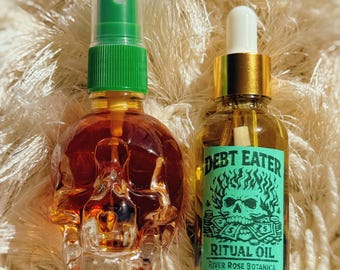 Debt Eater Ritual Oil 1oz & 1.7oz Spiritual Cologne Bundle | Clearing Money Blocks + Obstacle Removal | Financial Freedom | Cinnamon Scent