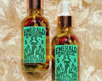 Aceite ritual Emperatriz Esmeralda 60 ml / Regalo de cumpleaños para Tauro / Esmeralda + Rosa / Atrae la prosperidad y el éxito / Belleza venusina / Sándalo / 60 ml