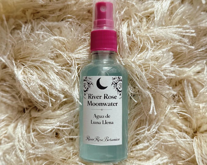 Moonwater Spray River Rose 2oz | Lunar Charged Spiritual Organic Rose Water | Cleansing, Manifestation & Intuition | Altar Spray, 60mL