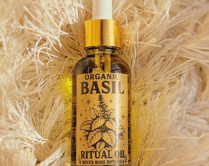 Basil Ritual Oil 1oz | Prosperity Drawing  | Manifesting & Managing Wealth | Removing Prosperity Blockages | Enhanced Luck With Money | 30mL