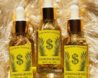 Lemongrass Ritual Oil 1oz | Money + Luck Drawing, Road Opener, Cleansing & Success | Unscented | 30mL