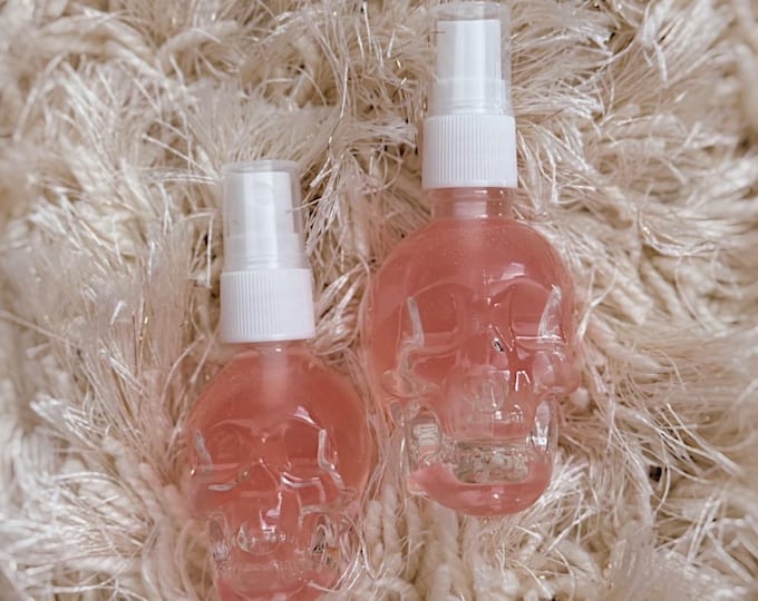 Glamour Ritual Spray | Rose Scent | Eternal Beauty Spell, Self Love, Glamour Witch| 1.7oz Glass Skull Bottle, Handcrafted Spiritual Cologne