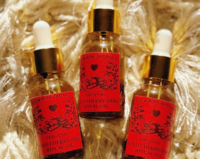 Cherry Bark Organic Ritual Oil 0.5oz | Wild Cherry Bark | Love, Attraction, Passion & Sweetening Magic | 15mL