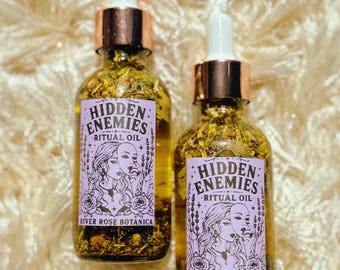 Aceite ritual para enemigos ocultos 60 ml / Revela verdades ocultas + Descubre mentiras / Expón el engaño y a los falsos amigos / Deja que se les caiga la máscara / 60 ml