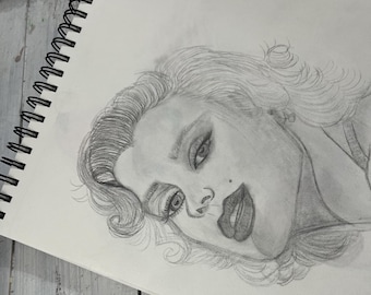 スズキシン一　マリリン・モンロー ペン画　版画 il_fullxfull.6968524865_4lu7.jpg