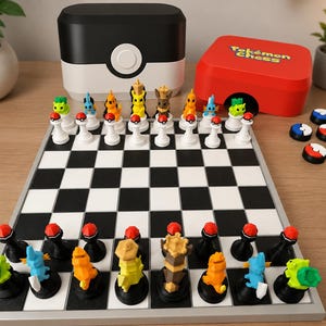 Pokémon Inspired Chess and Checkers Game Set