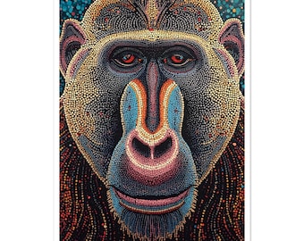 Celestial Primate – Modern Mosaic Wildlife Fine Art Poster