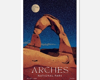 Parque Nacional Arches: Serie Mosaico de Medianoche / Póster de Bellas Artes