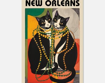 Bauhaus New Orleans Fine Art Print | Mardi Gras Cat Poster