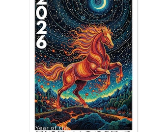 2026 Year of the Fire Horse – Celestial Mosaic Fine Art Poster
