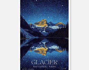 Glacier National Park: serie Midnight Mosaic / Poster di belle arti