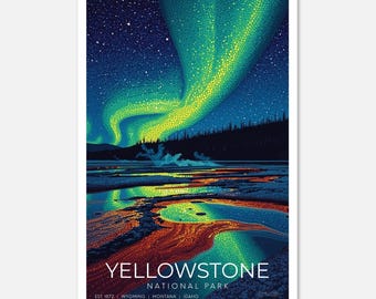 Yellowstone National Park: Midnight Mosaic Series Fine Art Poster