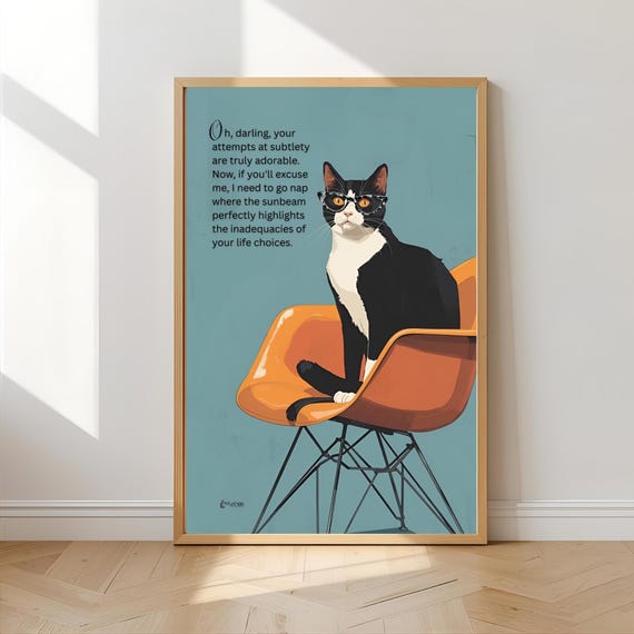 The Sophisticate's Verdict Cat Poster | Mid-century Modern Snarky