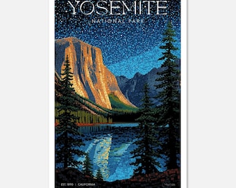 Yosemite National Park: Midnight Mosaic Series Fine Art Poster