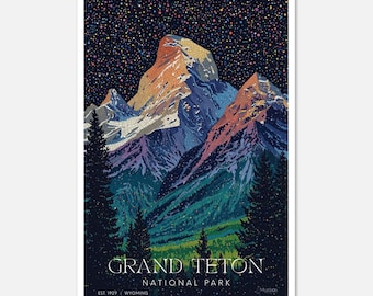 Parco nazionale del Grand Teton: serie Midnight Mosaic / Poster artistico