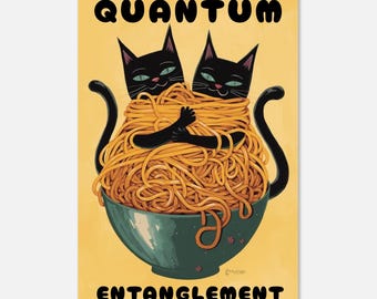 Quantum Entanglement Cat Poster | Science Humor Fine Art Print