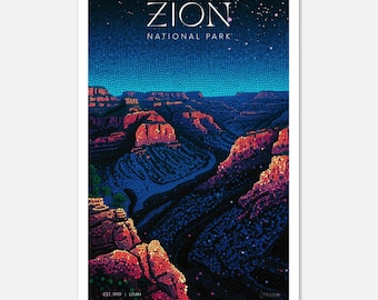 Zion National Park: Midnight Mosaic Series Fine Art Poster