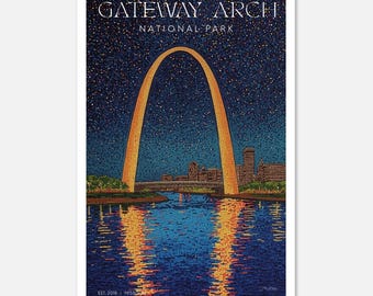 Gateway Arch National Park: serie Midnight Mosaic / Poster di belle arti