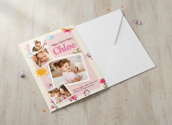 Personalised Birthday Photo Greeting Card, Custom Name & Age, Foldable or Flat, C5 Envelope Included