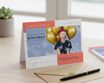 Tarjeta de felicitación con foto personalizada, texto personalizado, para cualquier ocasión, tamaño A5