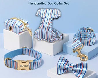 Dog Collar + Leash Set Coco Pup |poop Bag|funky Collection|gold