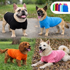 Katoenen hondenshirt, zacht ademend hondent-shirt, 3 pasvormen voor honden met een lang lichaam en brede borsten, 18 kleuren huisdiershirt
