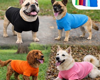Katoenen hondenshirt, zacht ademend hondent-shirt, 3 pasvormen voor honden met een lang lichaam en brede borsten, 18 kleuren huisdiershirt