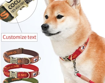 Collier pour chien personnalisé avec boucle gravée, nom et numéro de téléphone personnalisés, tailles réglables, collier anti-perte pour animal de compagnie