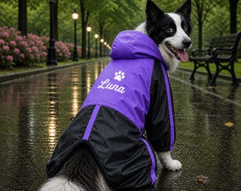 Personalized Dog Raincoat, Waterproof Dog Jacket, Custom Name Dog Coat, Windproof Dog Rain Jacket, Puppy Raincoat, Dog Name Raincoat