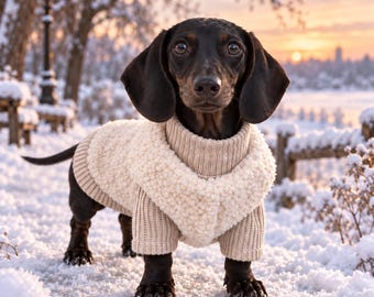 Conjunto de suéter e colete para cachorro, suéter de gola alta aconchegante para cachorro, colete de sherpa para cachorro, roupas de inverno para cachorro, suéter para dachshund, roupas para cachorro de pequeno porte