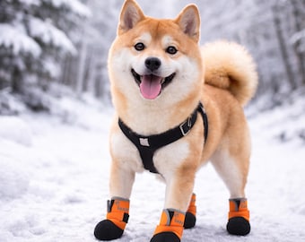 Personalized Dog Shoes, Waterproof Dog Boots with Rubber Sole, Custom Name Dog Paw Protectors for Snow, Rain & Hot Pavement