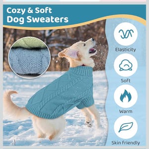 Hundepullover mit Zopfmuster, warmer Rollkragenpullover für Hunde, gemütlicher, dehnbarer Hundepullover, weicher Haustierpullover für kleine mittelgroße große Hunde Bild 12