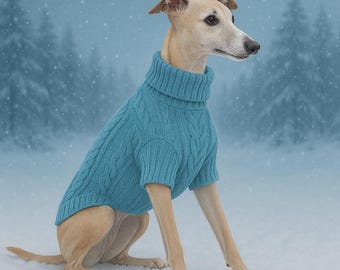 Suéter de punto trenzado para perro, jersey de cuello alto cálido para invierno, ropa cómoda y elástica para perro, suéter suave para perros pequeños, medianos y grandes.