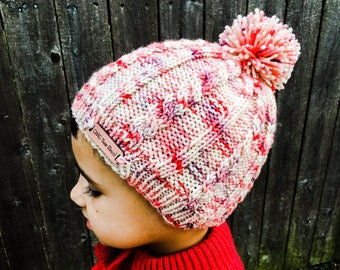 Knit Pattern - Hat - Beanie - Beanie with Pom - Winter - Fall - Fashion - All Ages