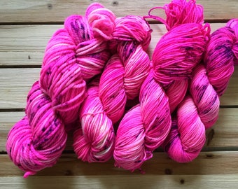 In Stock | Hand Dyed Yarn | Indie Dyed | Fingering Weight | Superwash Merino Wool/Nylon | Speckled | Pink