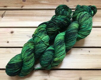 Made to Order | Pre-Order | Hand Dyed Yarn | Indie Dyed | Varying Weight | Superwash Merino Wool | Speckled | Green | MOFA