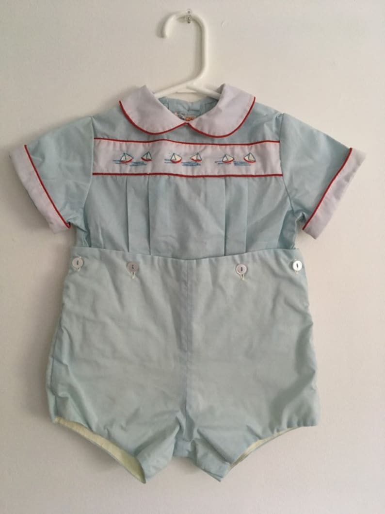 Vintage popsicle brand sailboat romper size 12 months classic baby boy nautical