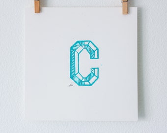 Simple Linoleum Print Poster - Letter C