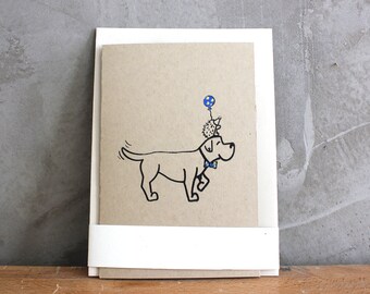 Cute silkscreen animal greeting card - Benson and Hedgehog