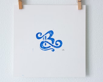 Simple Linoleum Print Poster - Letter B